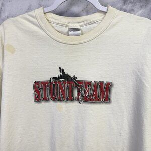 Vintage Stuntman T Shirt Mens XL White Y2K Biking Autographs